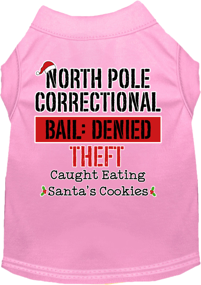 North Pole Correctional Screen Print Dog Shirt Light Pink Size XXXL